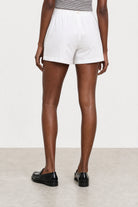 White ruched waist simple tailored shorts_2