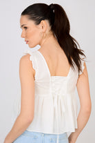 White ruffle trim tie back tank_3