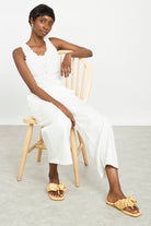 White ruffle trim tie front tank top_5