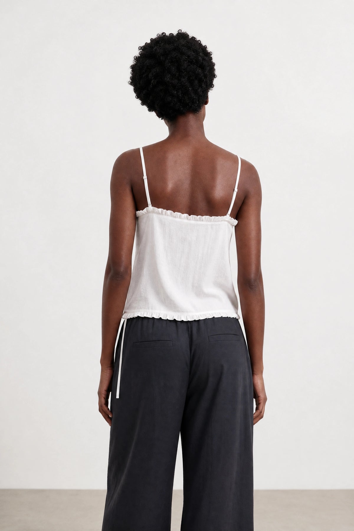 White ruffle trim tie waist tank_2