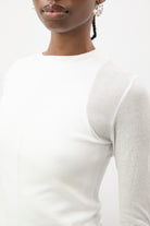 White semi sheer jersey long sleeve top_3