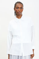 White semi sheer striped shirt_1