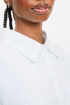 White semi sheer striped shirt_3