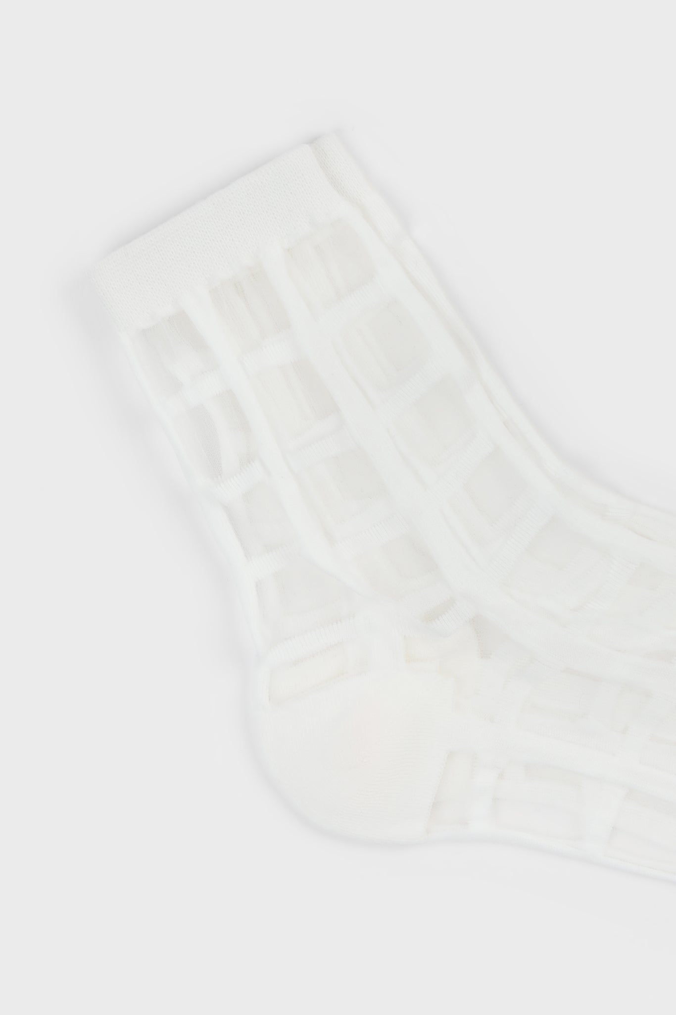 White sheer grid socks_2