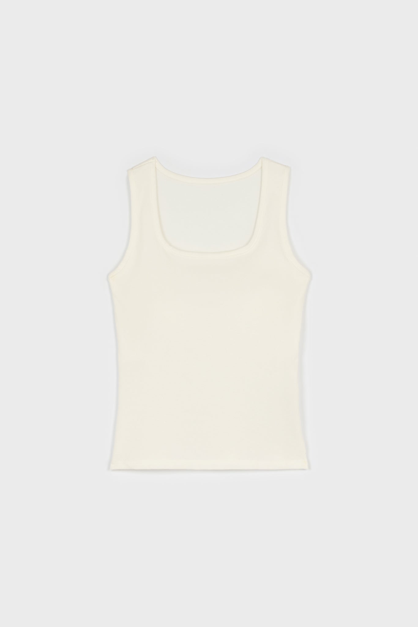 White square neck stretch jersey tank top_1