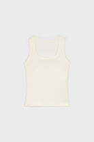 White square neck stretch jersey tank top_1