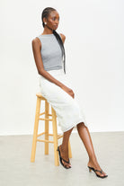 White textured floral skirt_5