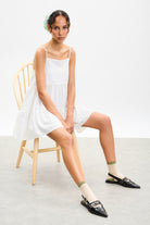 White tiered strappy mini dress_5