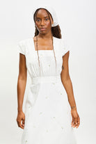 White tiny embroidered flower dress_3