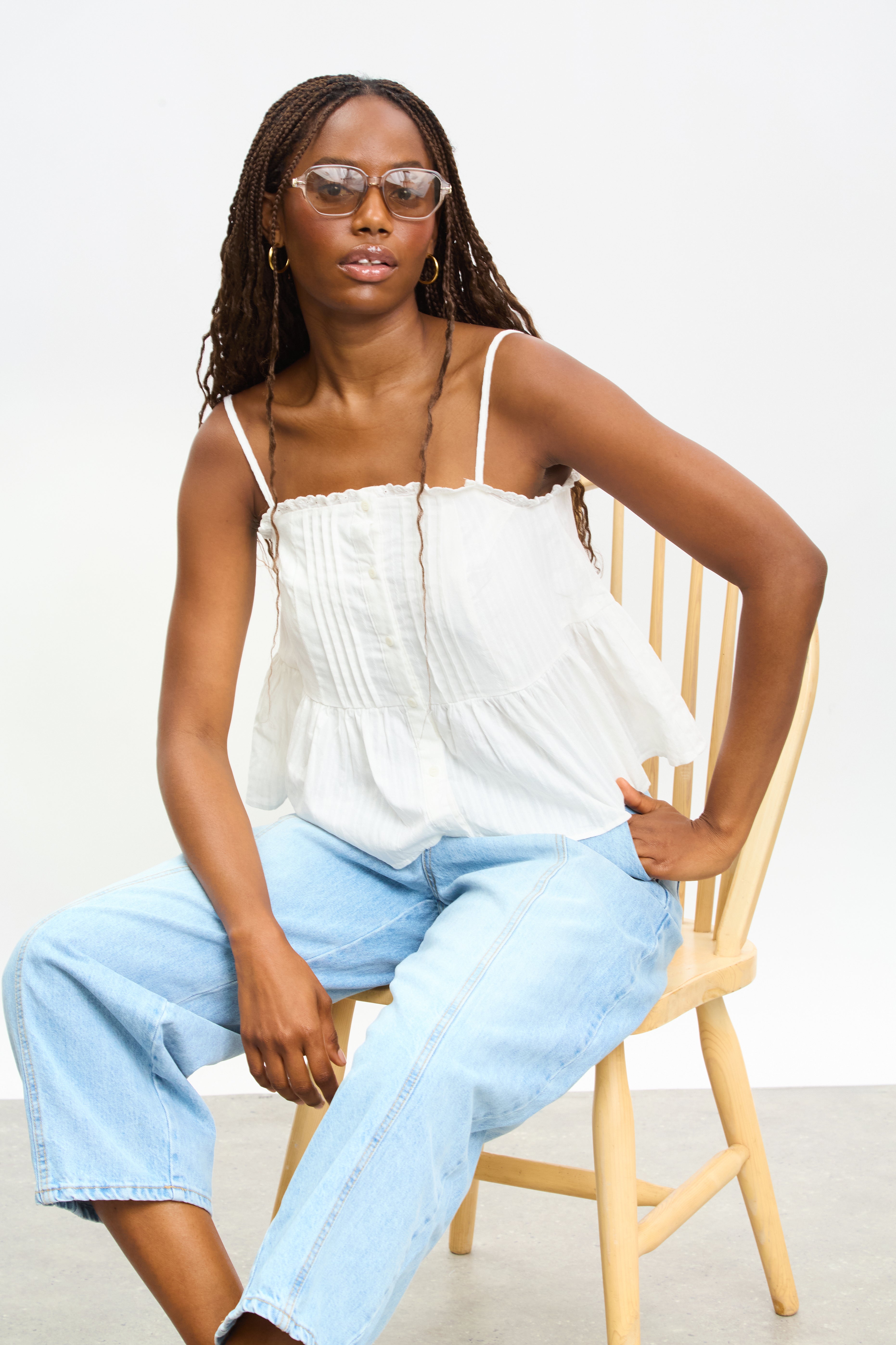 White tiny pleat peplum tank_5