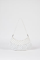 White tiny polka dot ruched curve shoulder bag_1