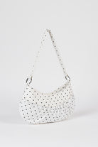 White tiny polka dot ruched curve shoulder bag_2