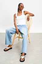 White wide strap cross back knit tank_5