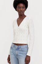 White diamond pattern button up top_1