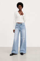 White diamond pattern button up top_3