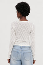 White diamond pattern button up top_2