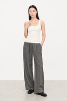White square neck stretch jersey tank top_5