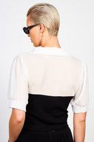 White and black corset short sleeved shirt_2