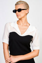 White and black corset short sleeved shirt_1