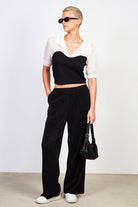 White and black corset short sleeved shirt_4