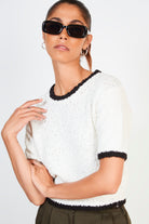 White and black trim knit tee_1