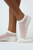 White and hot pink star ankle socks_2