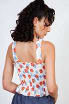 White and red floral ruched tank_2