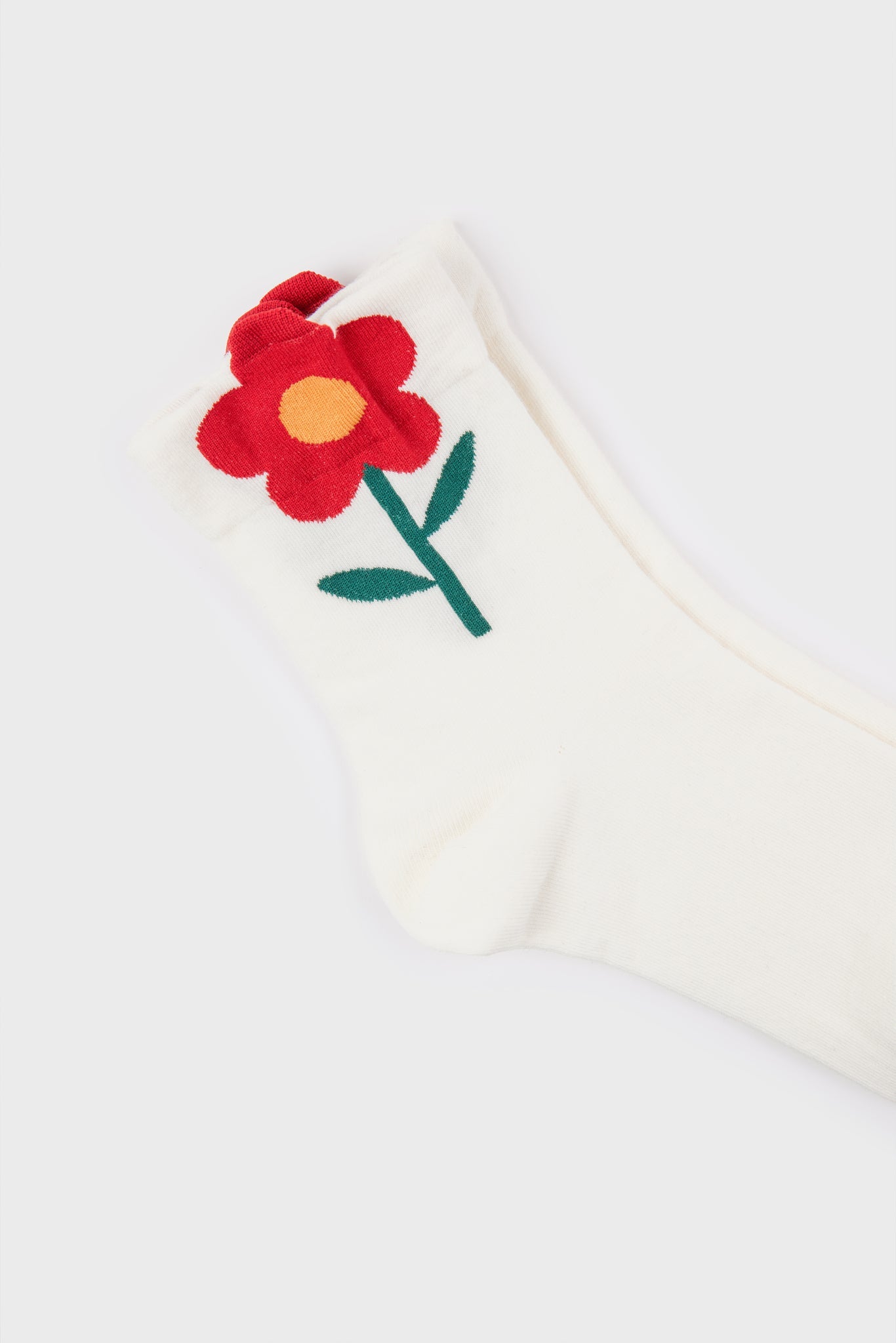 White giant red flower socks