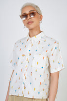 White ice cream print shirt_2