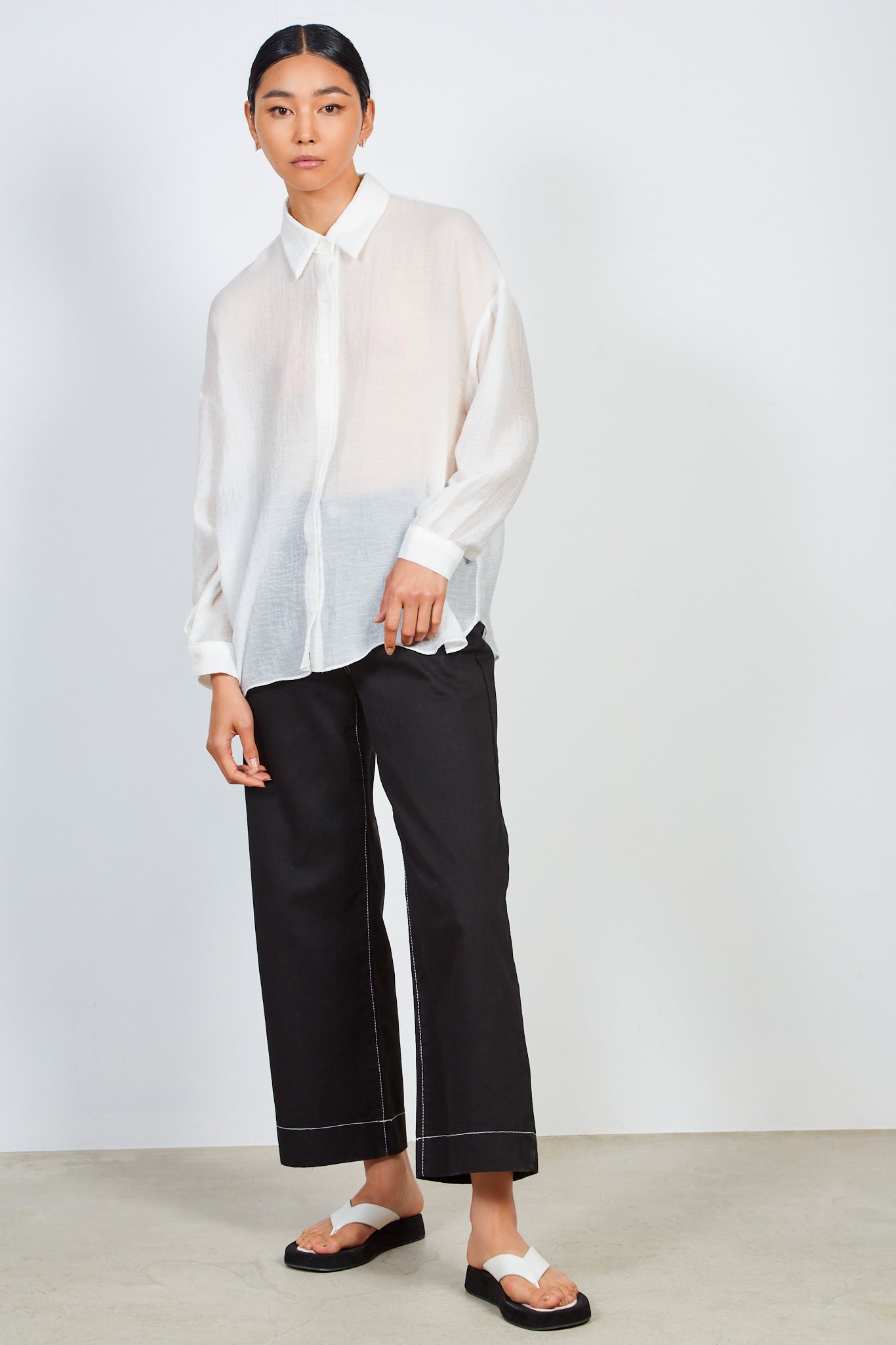 White semi sheer gauzy shirt_4