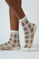 Sheer gingham check socks - Set of 5