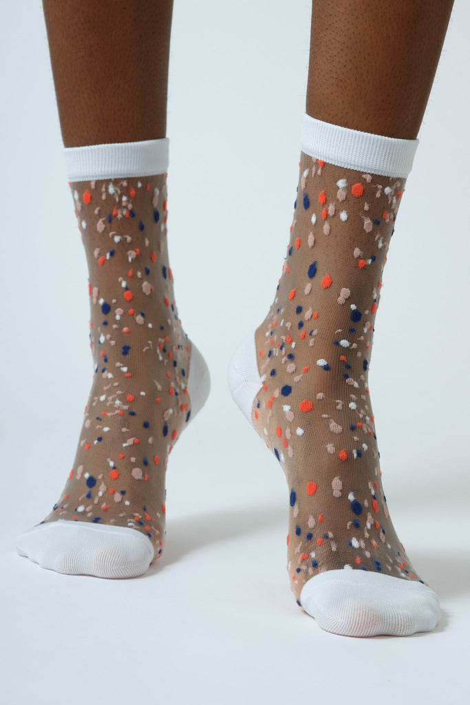 White sheer multicolour dot socks_2