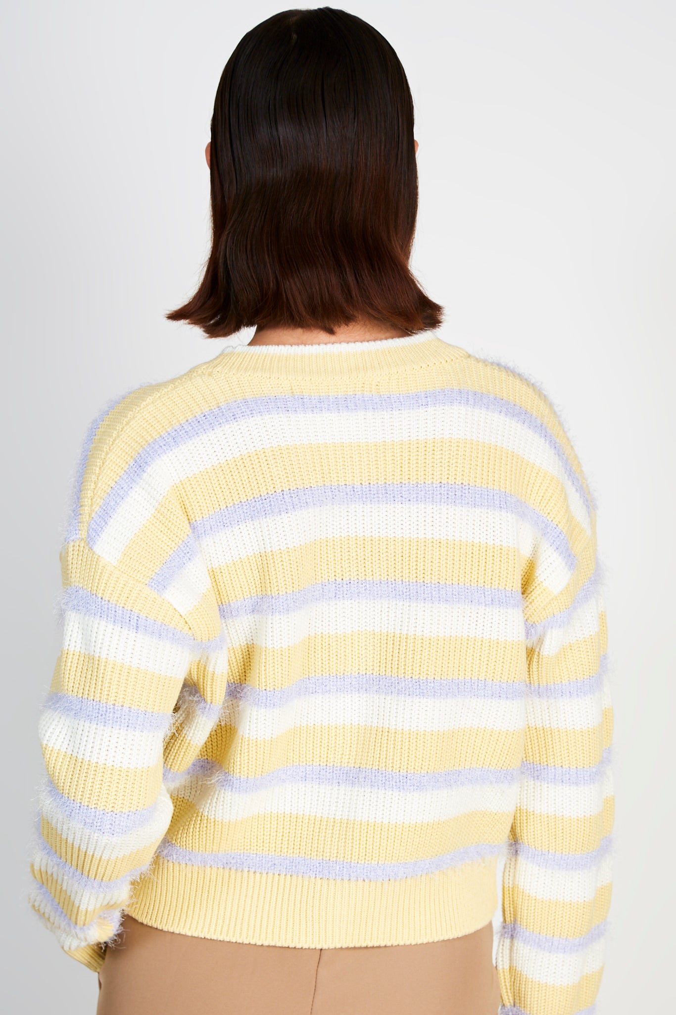 Yellow and purple fuzzy stripe cardigan_2