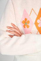 White pink and orange argyle floral jumper_4
