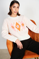 White pink and orange argyle floral jumper_1