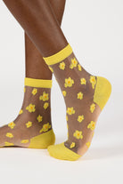 Yellow mixed flower sheer socks_2