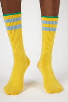 Yellow and blue thick varsity stripe socks_4