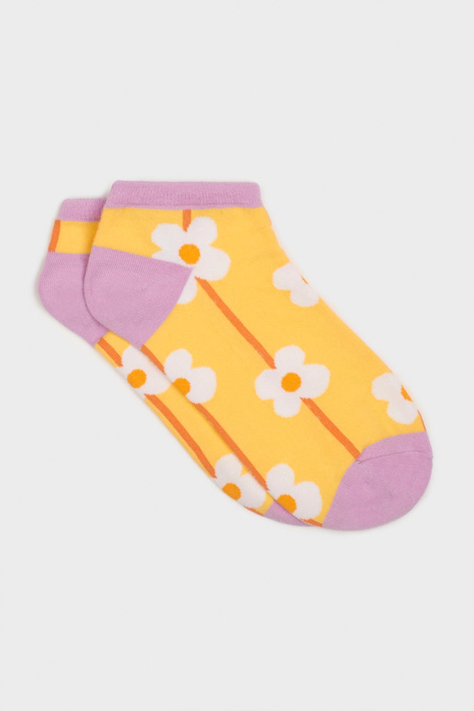 Yellow and lilac graphic flower socks_3