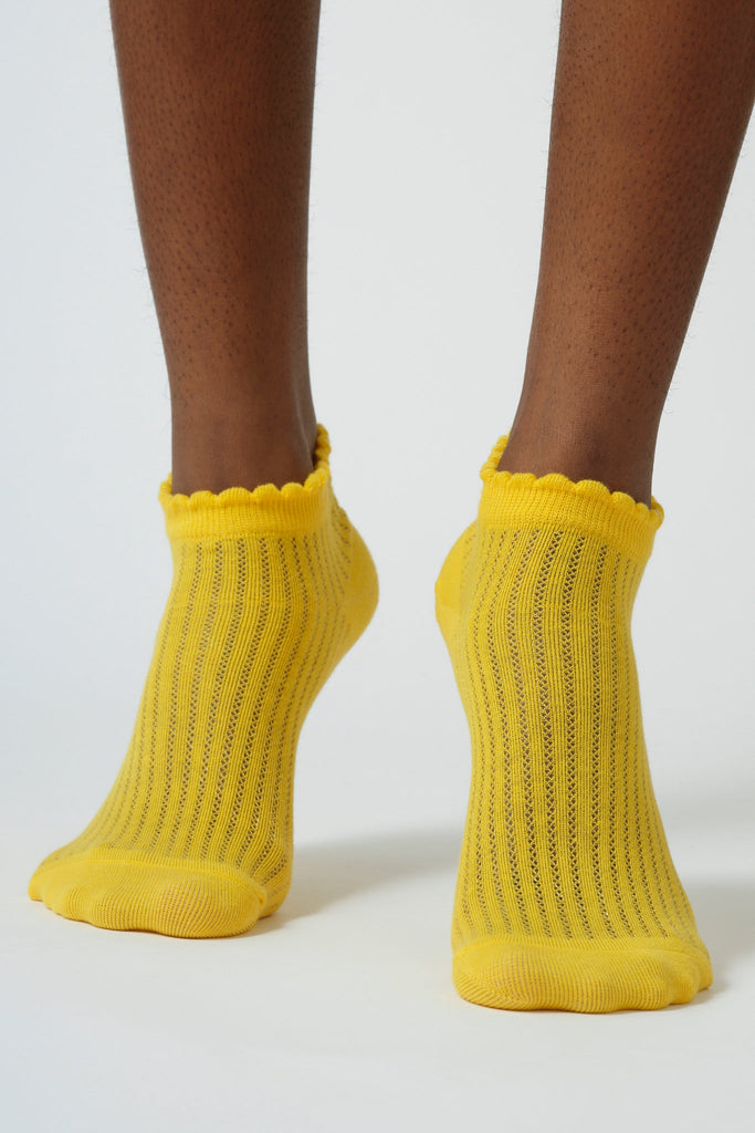 Yellow ribbed soft trim ankle socks_2