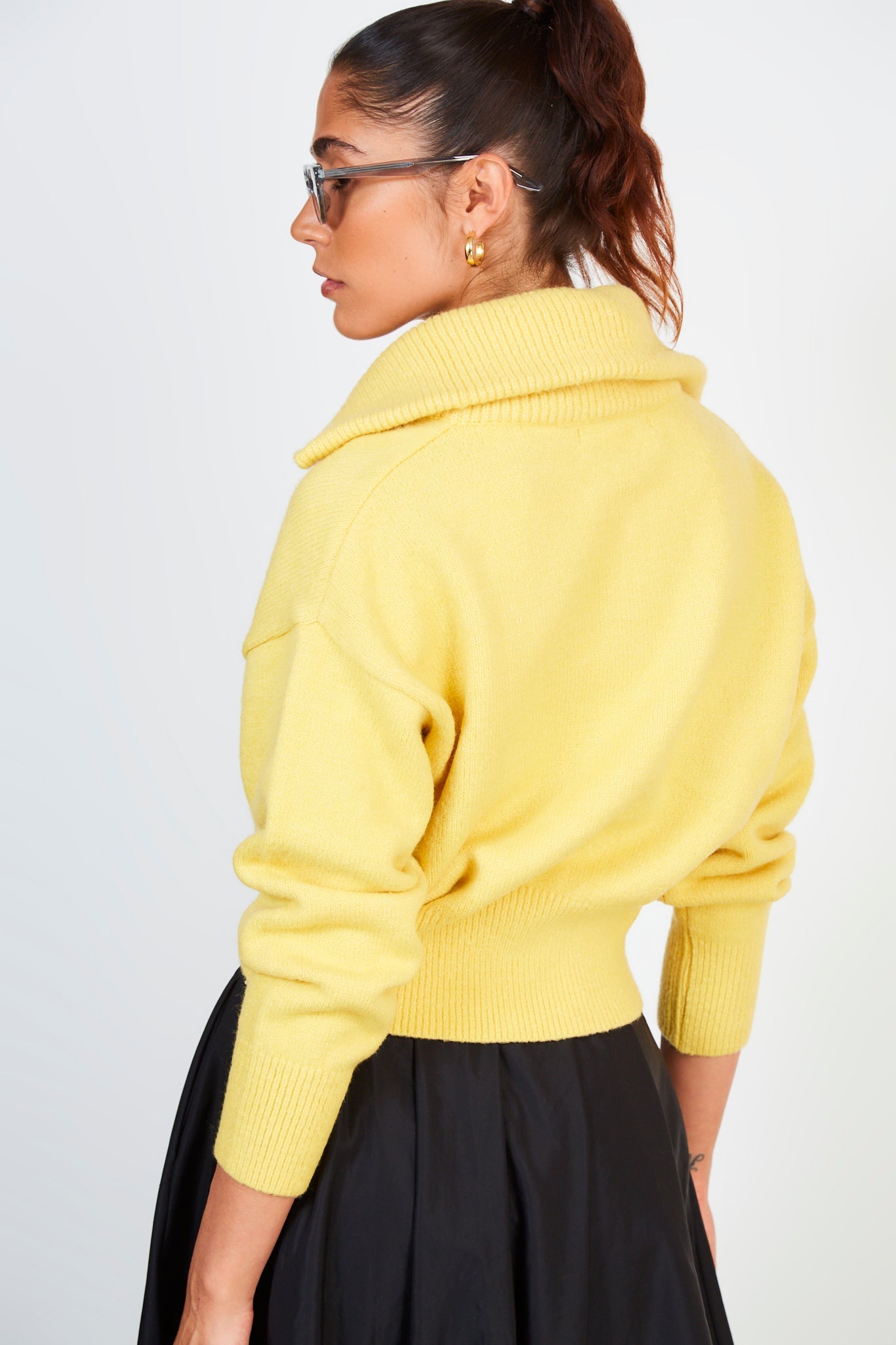 Yellow zip neck collared jumper