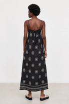Black and white printed linen blend maxi dress_2