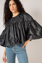 Black button back cropped blouse_1