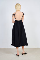 Black plunging back tie strap dress_2