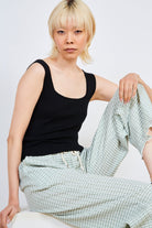 Black thick strap knit tank_1