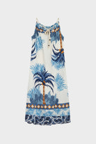 Blue tropical palm tree print linen blend maxi dress_3
