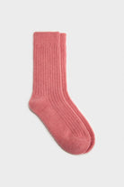 Bright pink thick ribbed cashmere blend socks_2