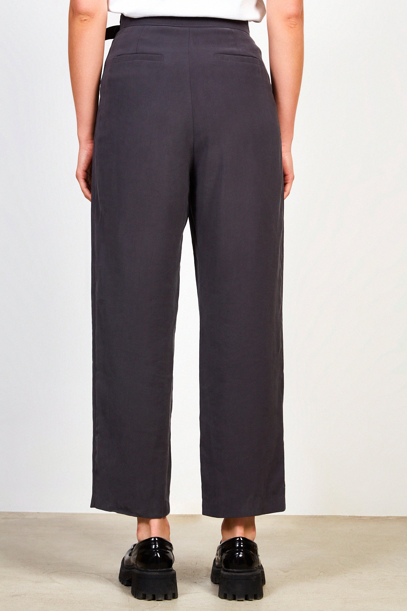 Charcoal soft belted trousers