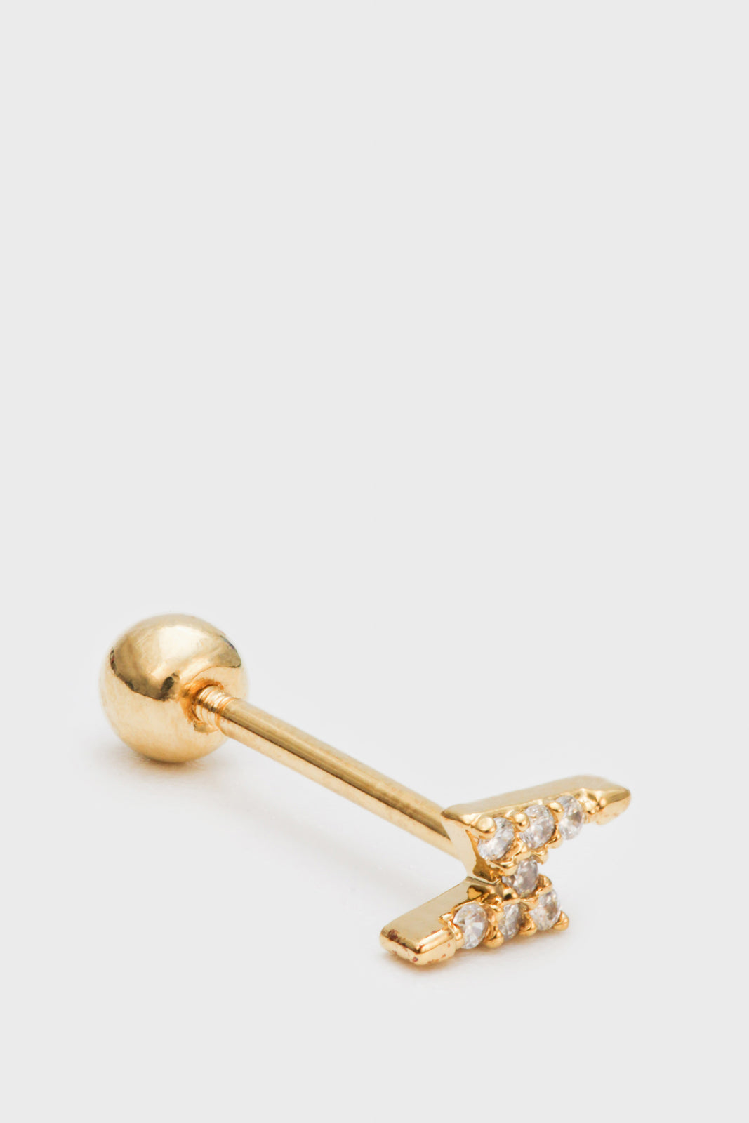 Gold diamante lightning bolt stud_1