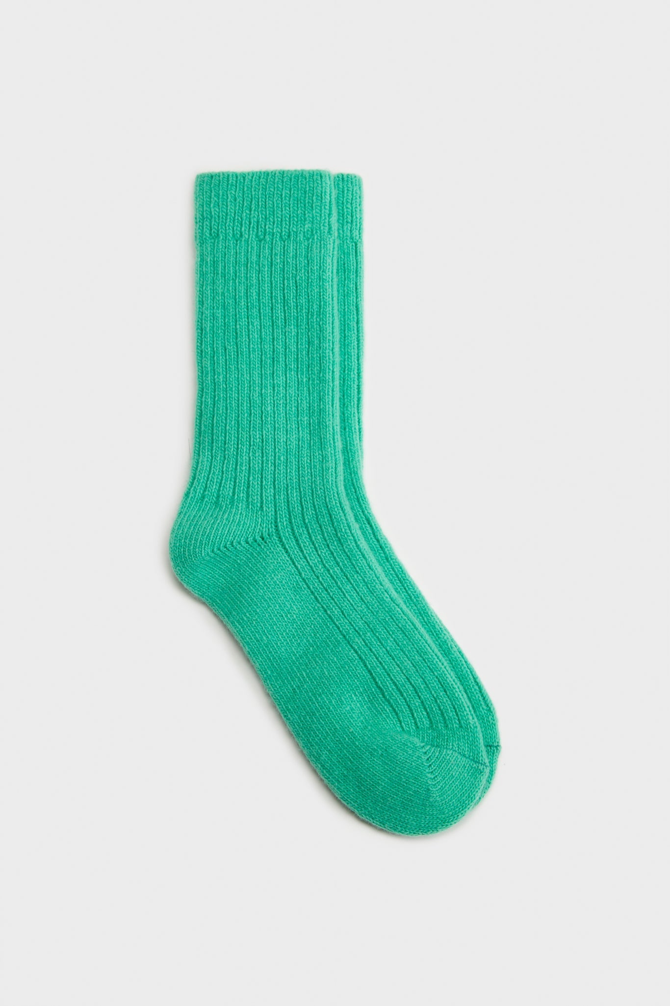 Mint green thick ribbed cashmere blend socks