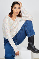 Ivory semi sheer rainbow weave blouse_5